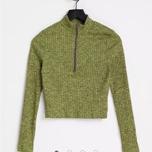 🌸ASOS Green Long Sleeve Crop Quarter Zip